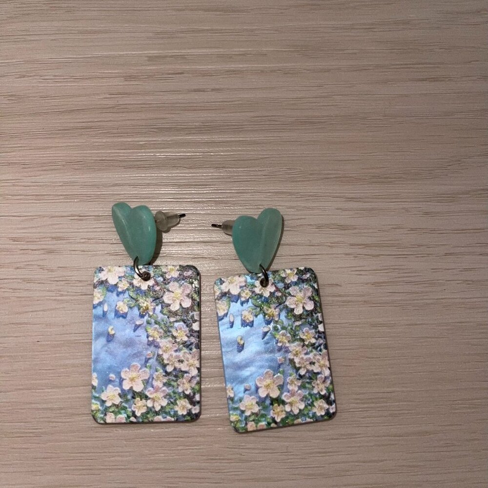Light blue floral earrings